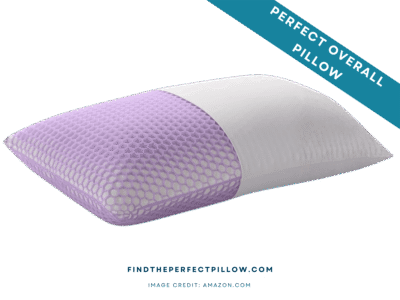 Perfect overall pillow with a Purple Harmony–style lavender hex mesh cooling layer and white foam core, rated top pick in the Perfect Pillow Rankings (FTPP™ Tested) for side sleepers, back sleepers, and combo sleepers.